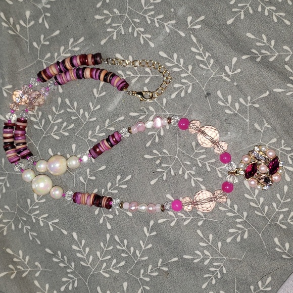 Vintage crystal pearl pendent necklace - Picture 1 of 6